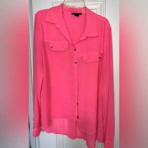 Large Hot Pink Long-Sleeved Blouse from Forever 21